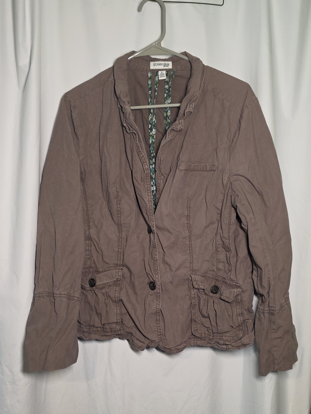 St. John's Bay Taupe Ruffled Collar Casual Blazer